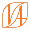 An orange geometric logo with abstract intertwined letters on a black background, forming a stylized, modern mark.